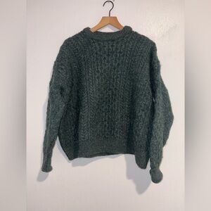 Country Collection 100% Wool Green Cable Knit Sweater XXL